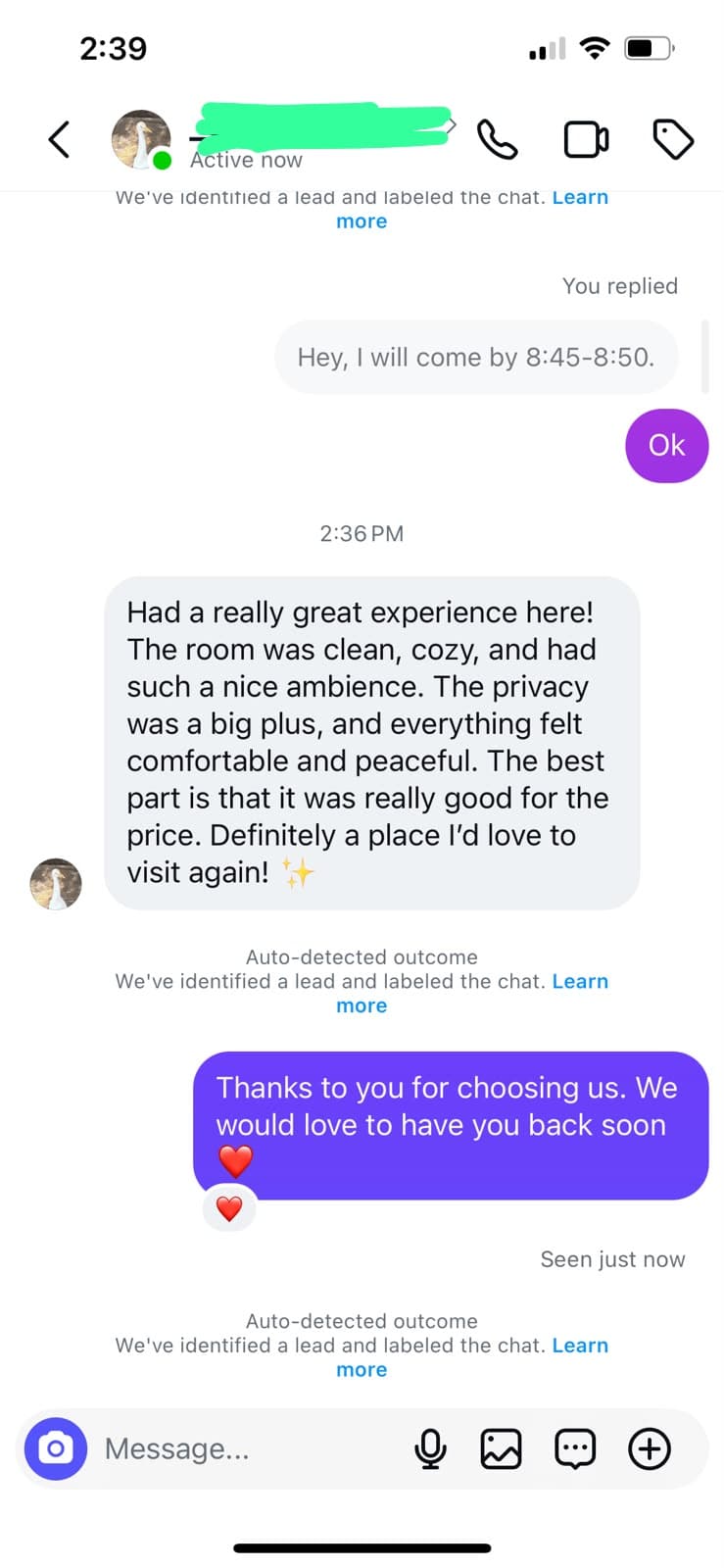 Customer review screenshot